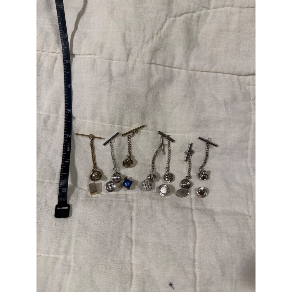 Vintage Mens Tie Tack Lot 10pc Gold Silver Tone Mixed Styles Formal Accessories